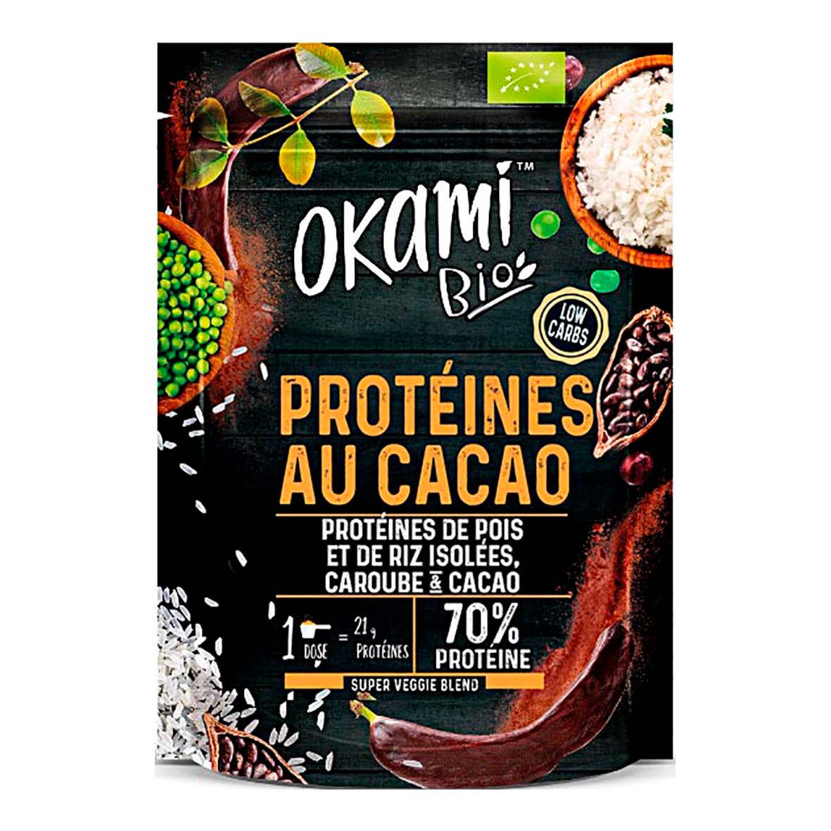 Okami protéines de pois cacao